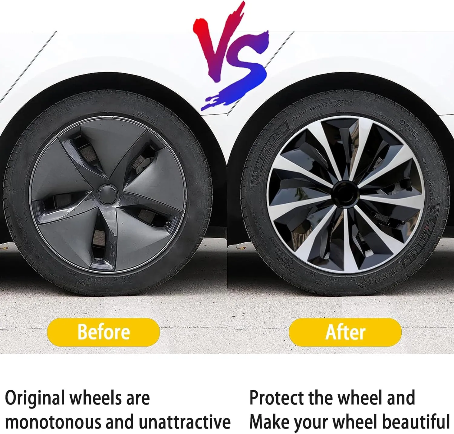 ABX Hubcap Wheel Covers Hub Caps 16 Inch Set of 4 Black & Silver Universal Wheel Rim Cover R16 Stylish Car Decor Wheel Covers for Toyota Camry Nissan Mazda (Black-A1, 16 inch)