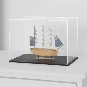 Acrylic Box with Matt Black Base, Simple Self-Assembly Clear Acrylic Display Case, 14.5x11x11 inch Showcase with Lid for Collectibles & DIY Dollhouse