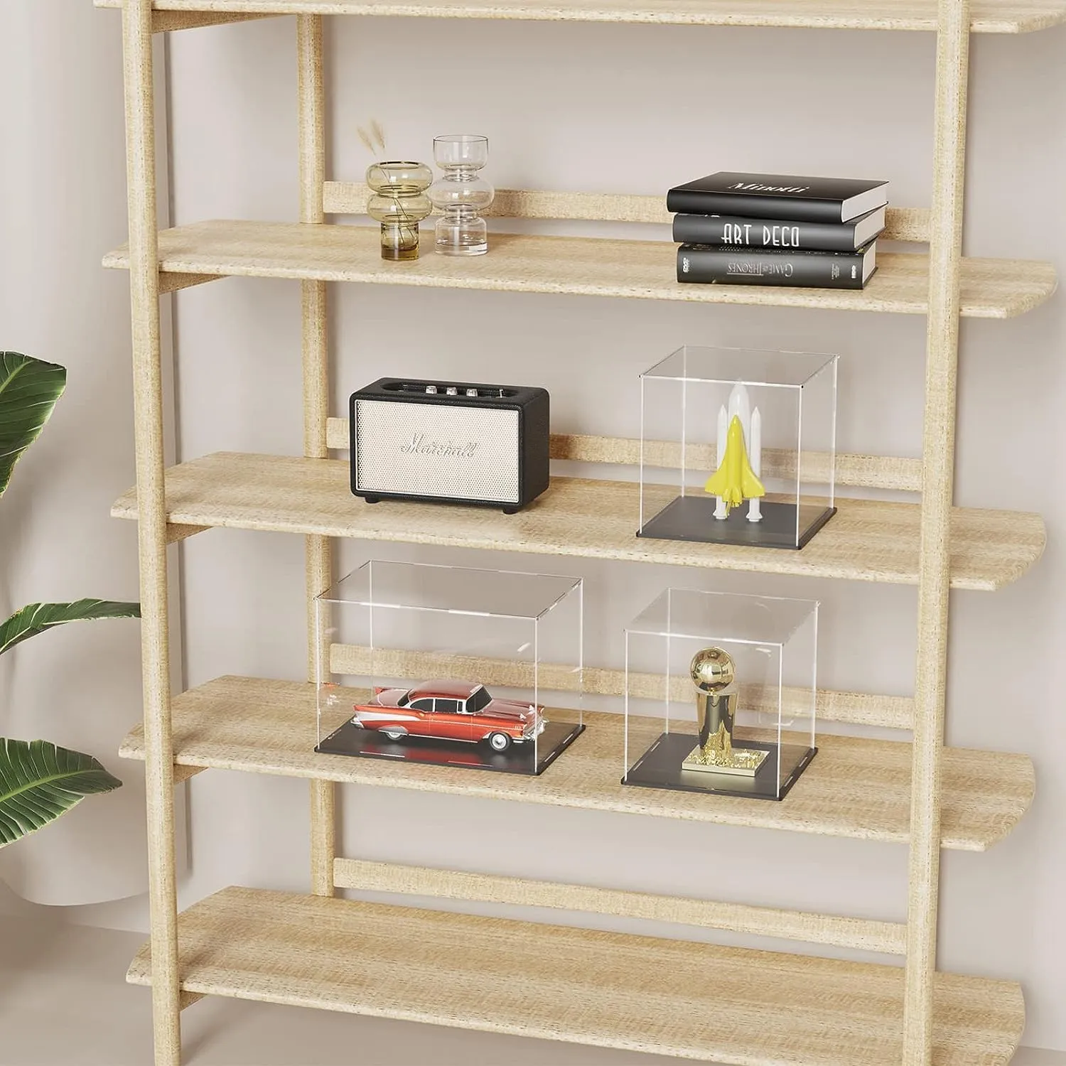 Acrylic Box with Matt Black Base, Simple Self-Assembly Clear Acrylic Display Case, 14.5x11x11 inch Showcase with Lid for Collectibles & DIY Dollhouse