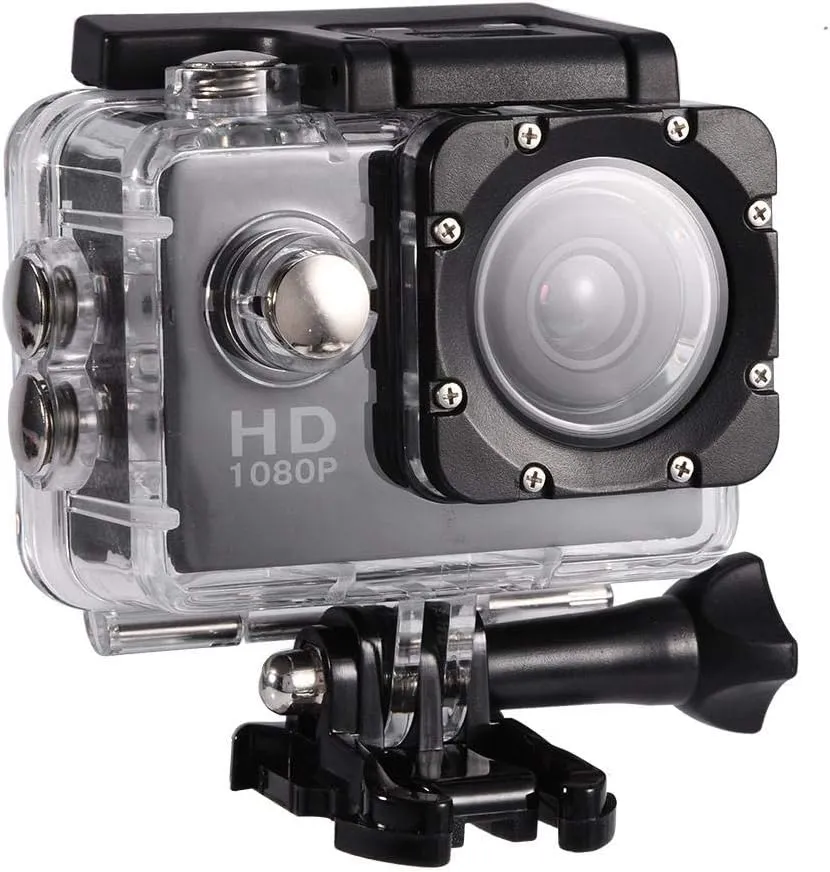 Action Camera Kit 1080P 12MP 30m Outdoor Sports Video Camera USB 2.0 Underwater Cam Full LCD Mini Camcorder with 900mAh Rechargeable Batteries and Mounting Accessories Kits(Black)