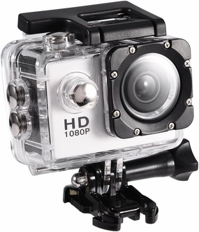 Action Camera Kit 1080P 12MP 30m Outdoor Sports Video Camera USB 2.0 Underwater Cam Full LCD Mini Camcorder with 900mAh Rechargeable Batteries and Mounting Accessories Kits(White)