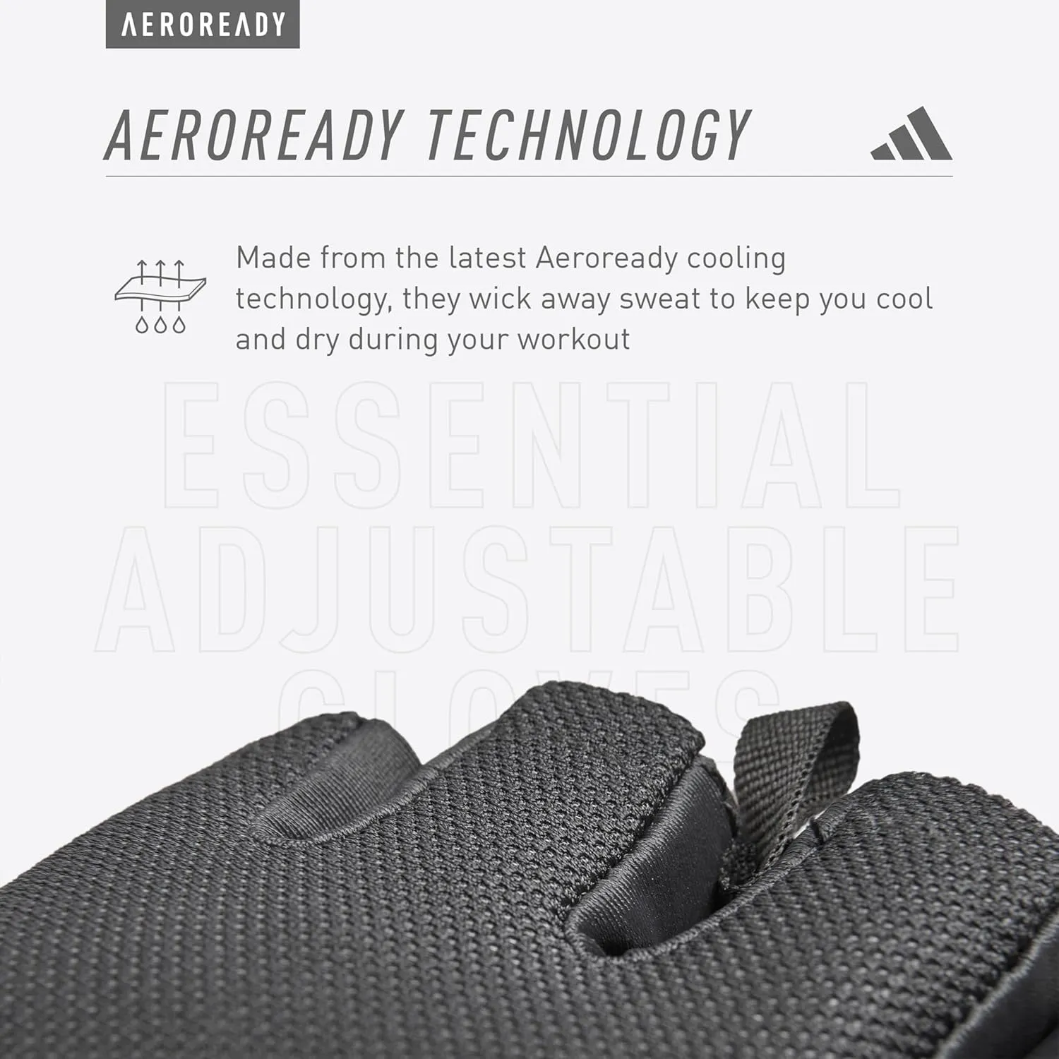 adidas Essential Weightlifting Gloves, Adjustable Fingerless Workout Gloves