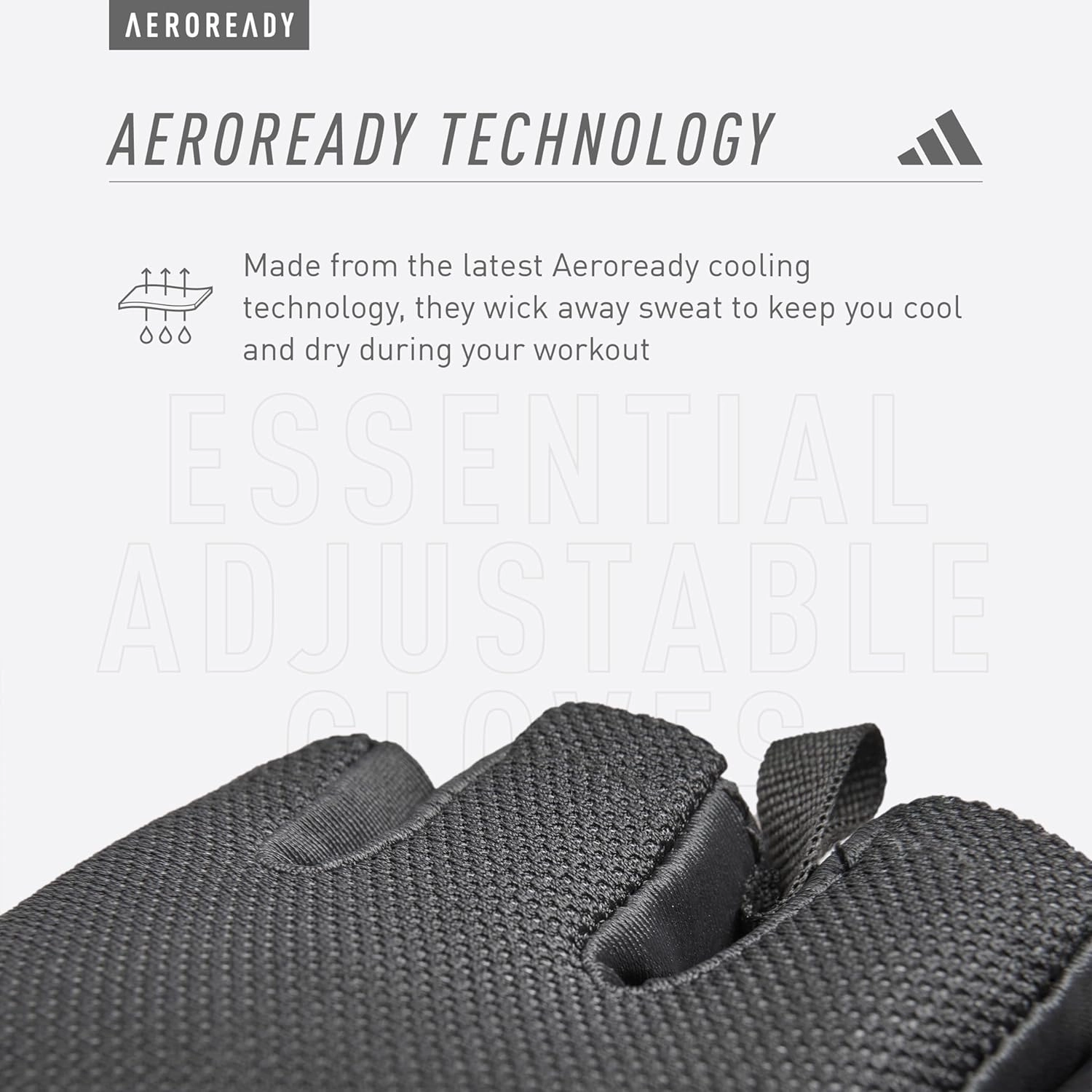 adidas Essential Weightlifting Gloves, Adjustable Fingerless Workout Gloves