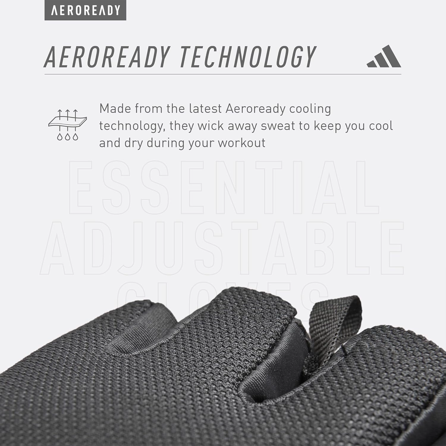adidas Essential Weightlifting Gloves, Adjustable Fingerless Workout Gloves