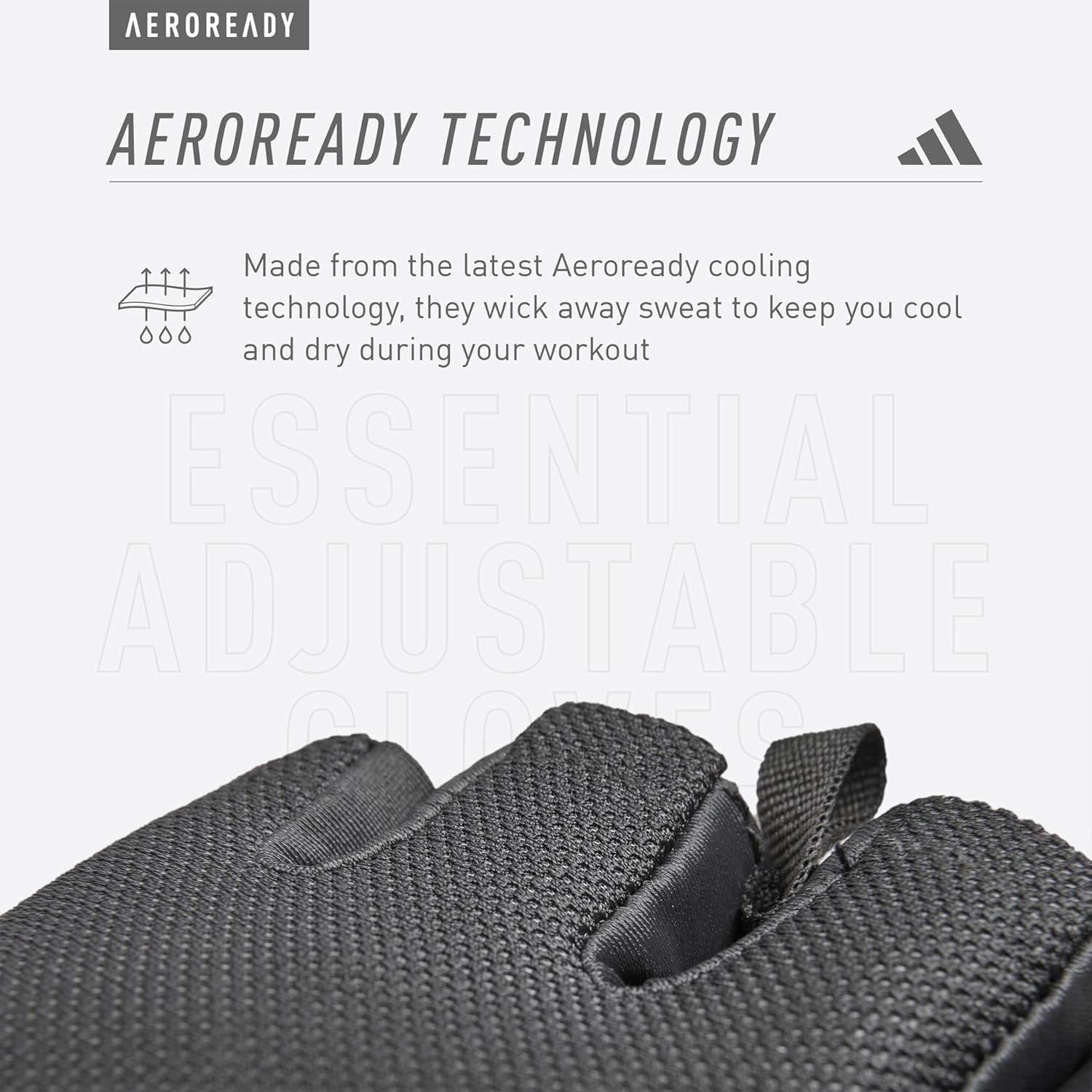 adidas Essential Weightlifting Gloves, Adjustable Fingerless Workout Gloves