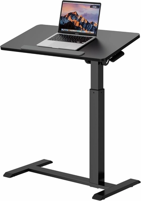 Adjustable Overbed Bedside Table - 90° Tiltable Mobile Standing Desk Portable Rolling Computer Cart Movable Desk for Laptop Bed Sofa Side Table Hospital Home Use(15.8" W x 31.5" D, Black)
