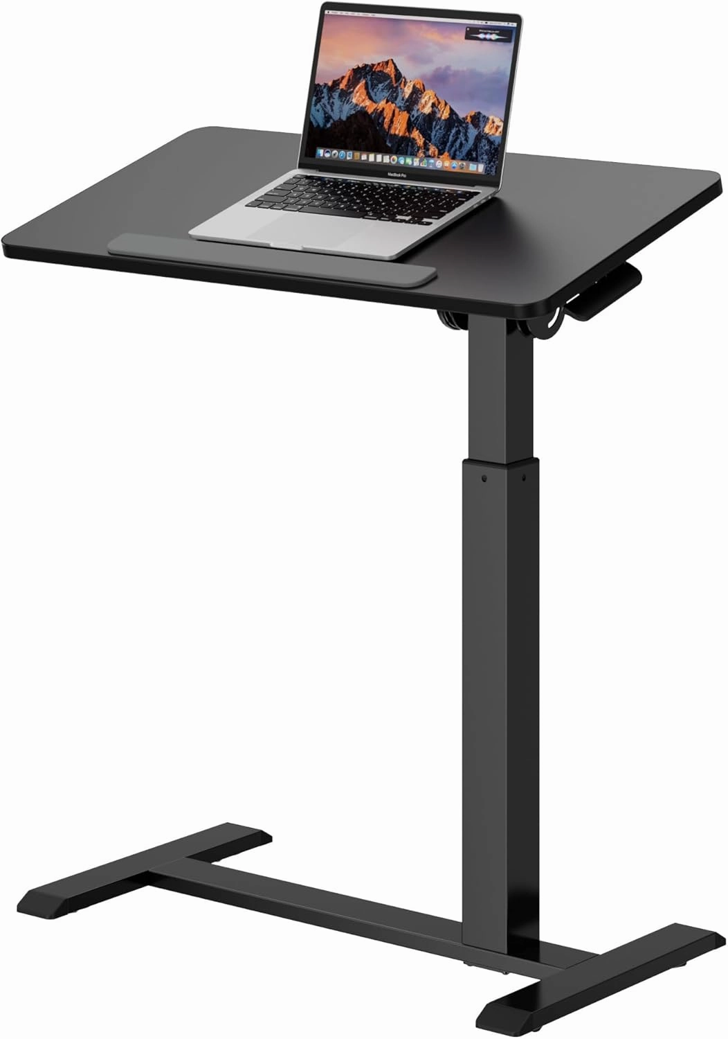 Adjustable Overbed Bedside Table - 90° Tiltable Mobile Standing Desk Portable Rolling Computer Cart Movable Desk for Laptop Bed Sofa Side Table Hospital Home Use(15.8" W x 31.5" D, Black)
