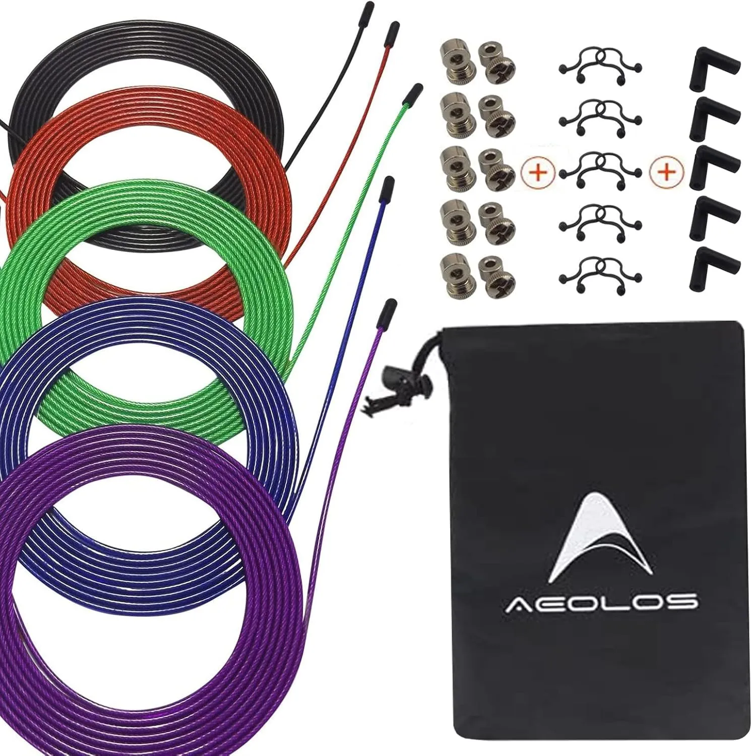 AEOLOS Speed Jump Rope Replacement Cable, 5 Pack 10ft Stainless Steel Ultra Speed Cables with Nylon Polymer Coating for Maximum Speed Lightweight Durability