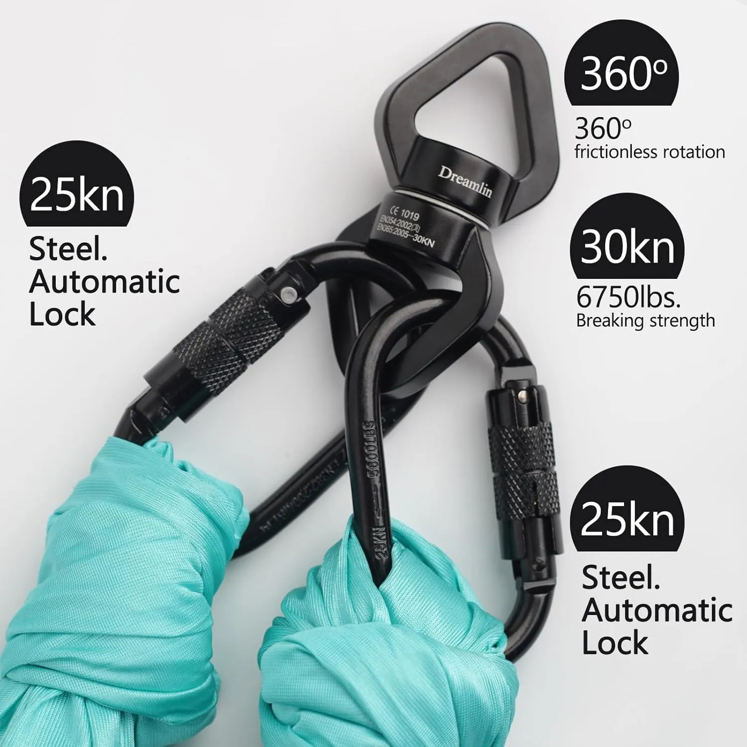 Aerial Silks Hardware Kit 30 KN Swing Swivel Aerial Yoga Hammock Rigging Aluminum Swivel Aerial Hoop Lyra Rotational Device Hanging Accessory