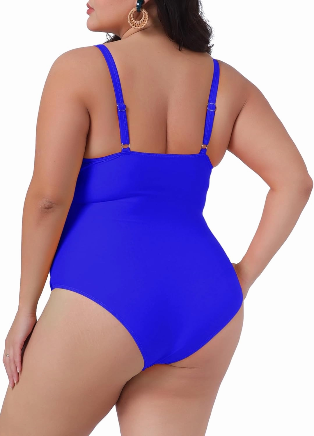 Agnes Orinda Plus Size Bikini for Women One Piece Bathing Suit Ruched Padded Slimming Swimsuit Swimwear