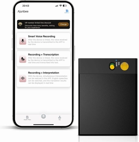 AI Voice Recorder, PURICH Voice Recorder App Control, Transcribe Summarize & Instant Translation Empowered by ChatGPT, Support 112 Languages, 64GB Memory Audio Recorder for Lectures Work Meetings Call