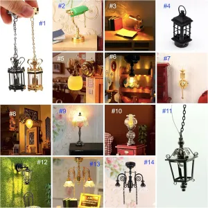 AirAds 1:12 Scale Dollhouse Miniature Carriage lamp LED Light Dolls House Exterior Light Black Sconce Yard Light Magnetic-Switch Light, Small
