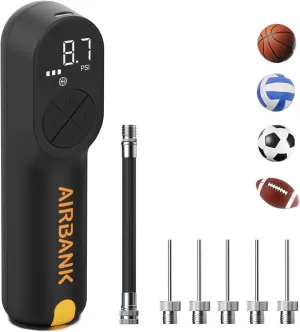 AIRBANK Electric Ball Pump MAKO, 4000mAh Basketball Pump, 20PSI Fast Smart Air Pump Inflation & Deflation with Accurate Pressure Gauge for Soccer, Football, Volleyball, Basketball, Balloon