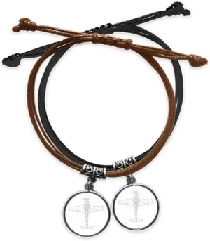 Aircraft Line Structure Art Deco Gift Fashion Bracelet Double Leather Rope Wristband Couple Set Gift