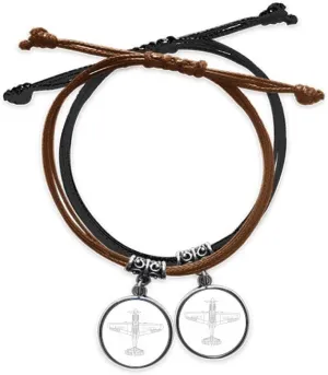 Airplane Weapon Structure Bracelet Double Leather Rope Wristband Couple Set Gift