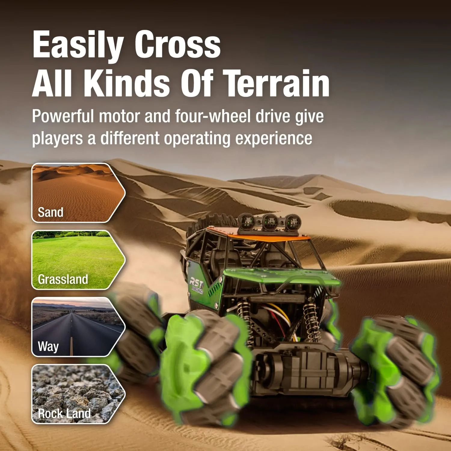 All-Terrain Remote Control Car – RC Off-Road Vehicle Car with Gesture Hand Control 360° Rotating Wrist Racing Truck Crawler – Omni-Directional 4WD Rock-Climbing Toy High Speed Monster Car