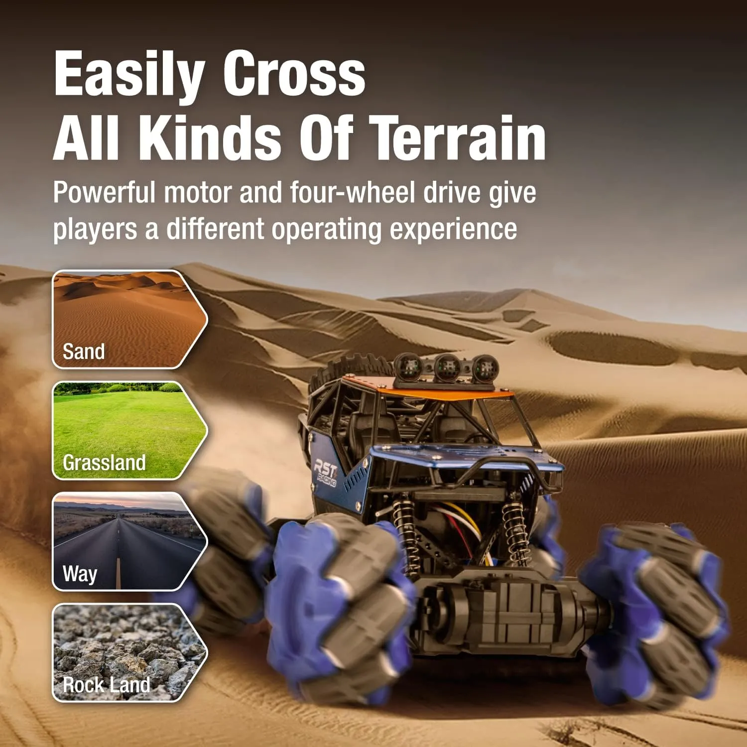 All-Terrain Remote Control Car – RC Off-Road Vehicle Car with Gesture Hand Control 360° Rotating Wrist Racing Truck Crawler – Omni-Directional 4WD Rock-Climbing Toy High Speed Monster Car