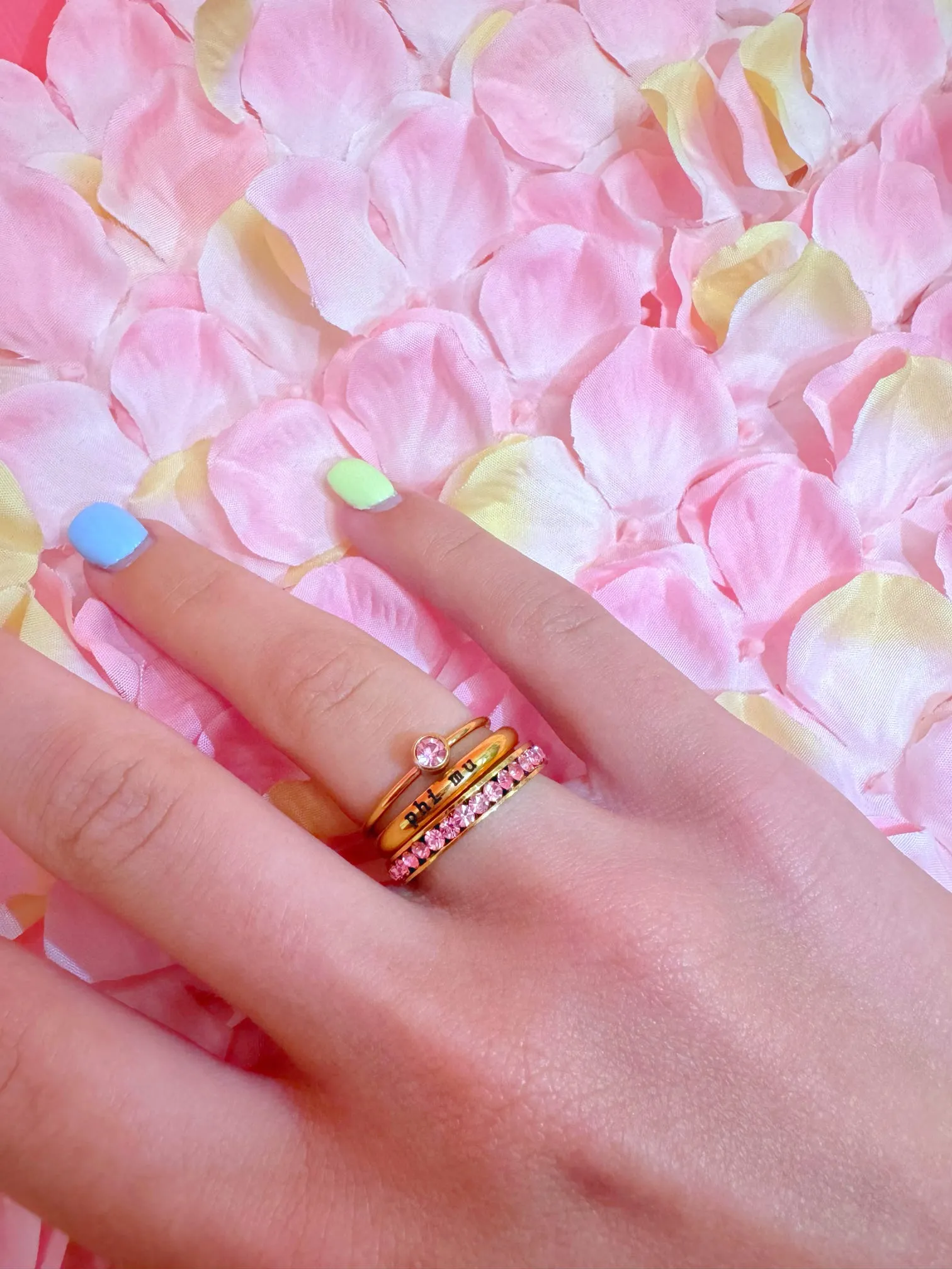 Alpha Phi Engraved Stack Ring
