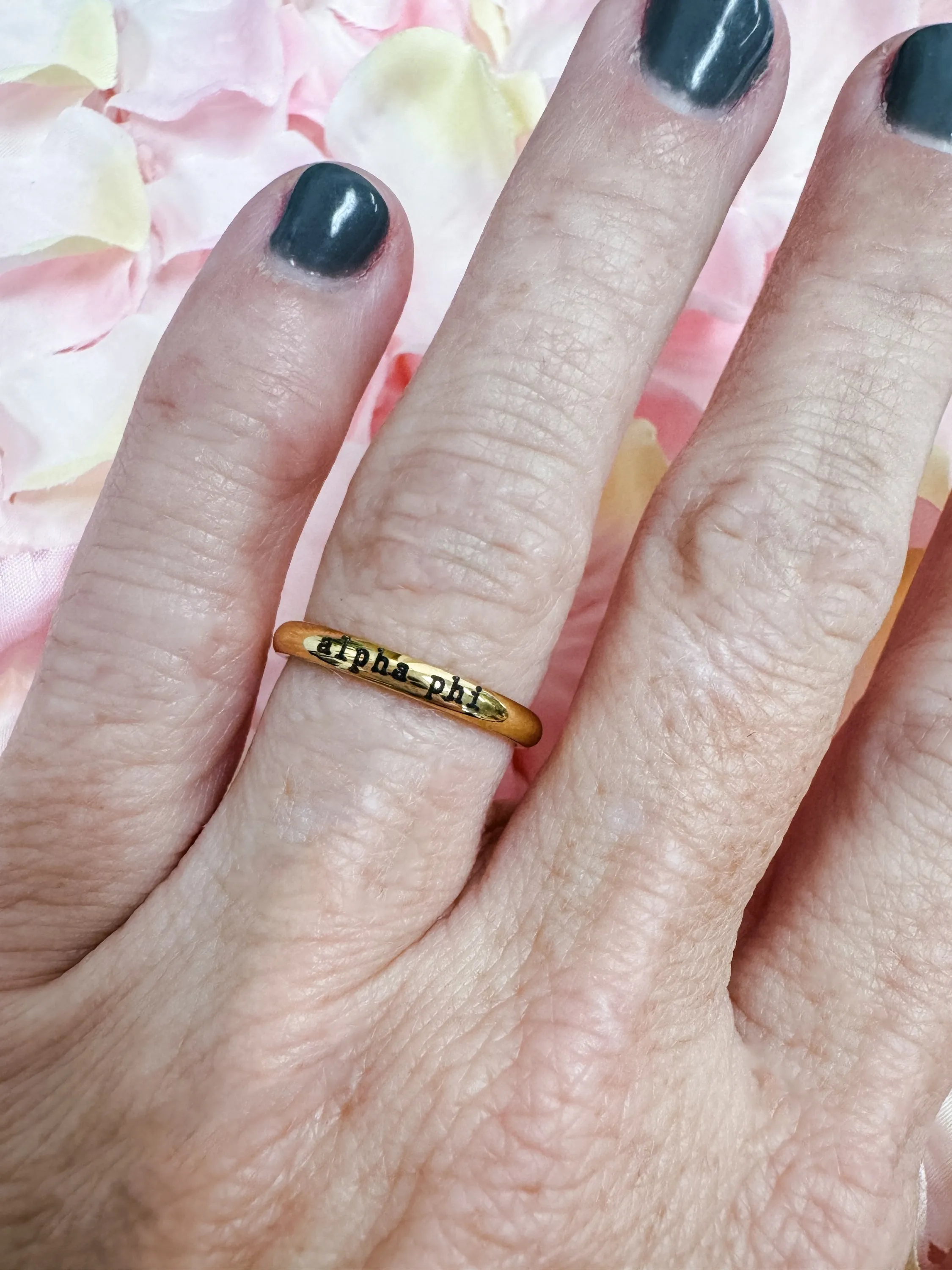 Alpha Phi Engraved Stack Ring