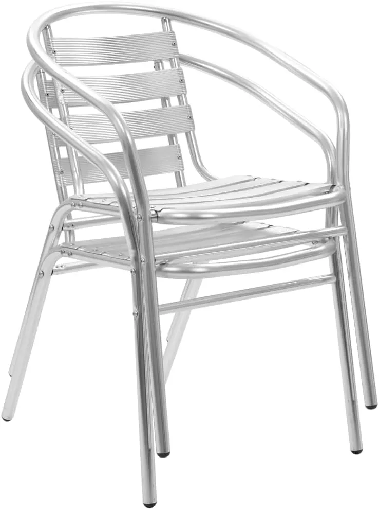 Aluminum Stackable Patio Chairs 2-Pack Modern Outdoor Furniture Durable Metal Chairs for Poolside, Backyard, Dining Room & Kitchen (21.3" W)