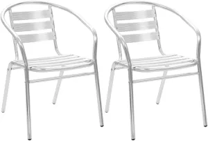Aluminum Stackable Patio Chairs 2-Pack Modern Outdoor Furniture Durable Metal Chairs for Poolside, Backyard, Dining Room & Kitchen (21.3" W)