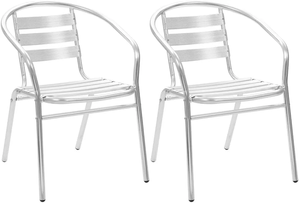 Aluminum Stackable Patio Chairs 2-Pack Modern Outdoor Furniture Durable Metal Chairs for Poolside, Backyard, Dining Room & Kitchen (21.3" W)