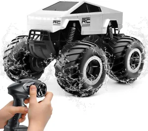Amphibious Cyber Remote Control Monster Truck for Boys Ages 8-12 , 1:16 Scale 4WD Off-Road Fast RC Car, Waterproof All-Terrain 2.4GHz Stunt Car Pool Toys, Best Birthday Gifts for Kids Ages 8 