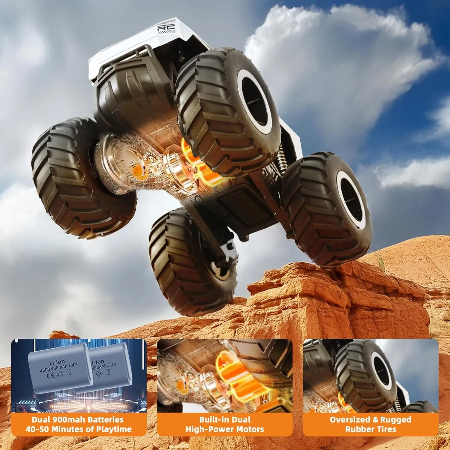 Amphibious Cyber Remote Control Monster Truck for Boys Ages 8-12 , 1:16 Scale 4WD Off-Road Fast RC Car, Waterproof All-Terrain 2.4GHz Stunt Car Pool Toys, Best Birthday Gifts for Kids Ages 8 
