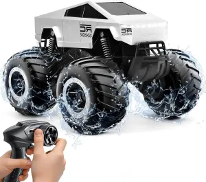 Amphibious Remote Control Cyber Monster Truck for Kids 8-12  Years Old, 1:16 Scale 4WD All-Terrain RC Stunt Car, Waterproof Off-Road Pool Toy with Lights, Top Birthday Gift for Boys & Girls