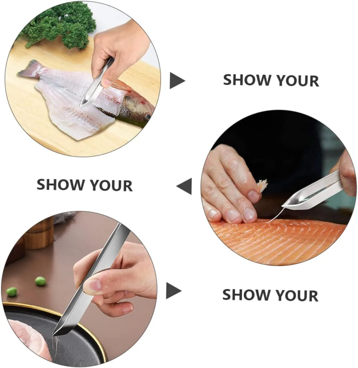 Angoily 18pcs Stainless Steel Fish Bone Tweezers Manual Removal Tool for Fish Bones Kitchen Hair Remover Dishwasher Safe Includes Flat Slanted Tweezers Silver