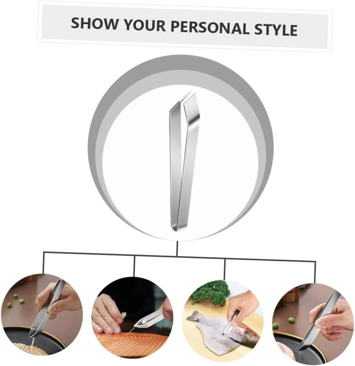 Angoily 18pcs Stainless Steel Fish Bone Tweezers Manual Removal Tool for Fish Bones Kitchen Hair Remover Dishwasher Safe Includes Flat Slanted Tweezers Silver