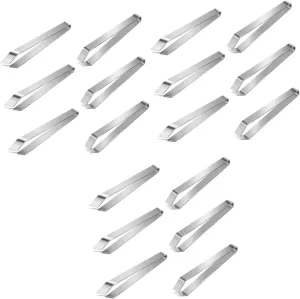 Angoily 18pcs Stainless Steel Fish Bone Tweezers Manual Removal Tool for Fish Bones Kitchen Hair Remover Dishwasher Safe Includes Flat Slanted Tweezers Silver