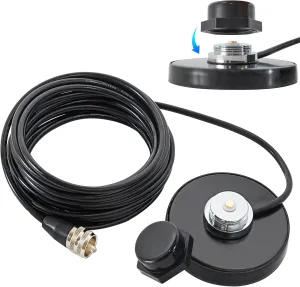 Anina NMO Antenna Magnetic Base Mount 16.4 FT RG58 Coaxial Cable PL-259 Plug with NMO Antenna Mount Cap for CB Ham Radio Truck Marine VHF Radio