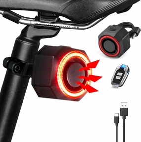 Antfire 110 dB Bike Alarm with Smart Tail Light, Anti Theft Bicycle Alarm with Remote, Rear Bike Light USB Rechargeable, 4 Light Modes Bicycle Tail Lights Waterproof Cycling Brake Light