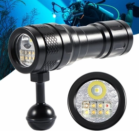 APLOS AP70 Scuba Diving Flashlight, 6000 Lumen Dive Light, Waterproof Underwater Dive Torch with Rechargeable 5000mAh Battery & Charger