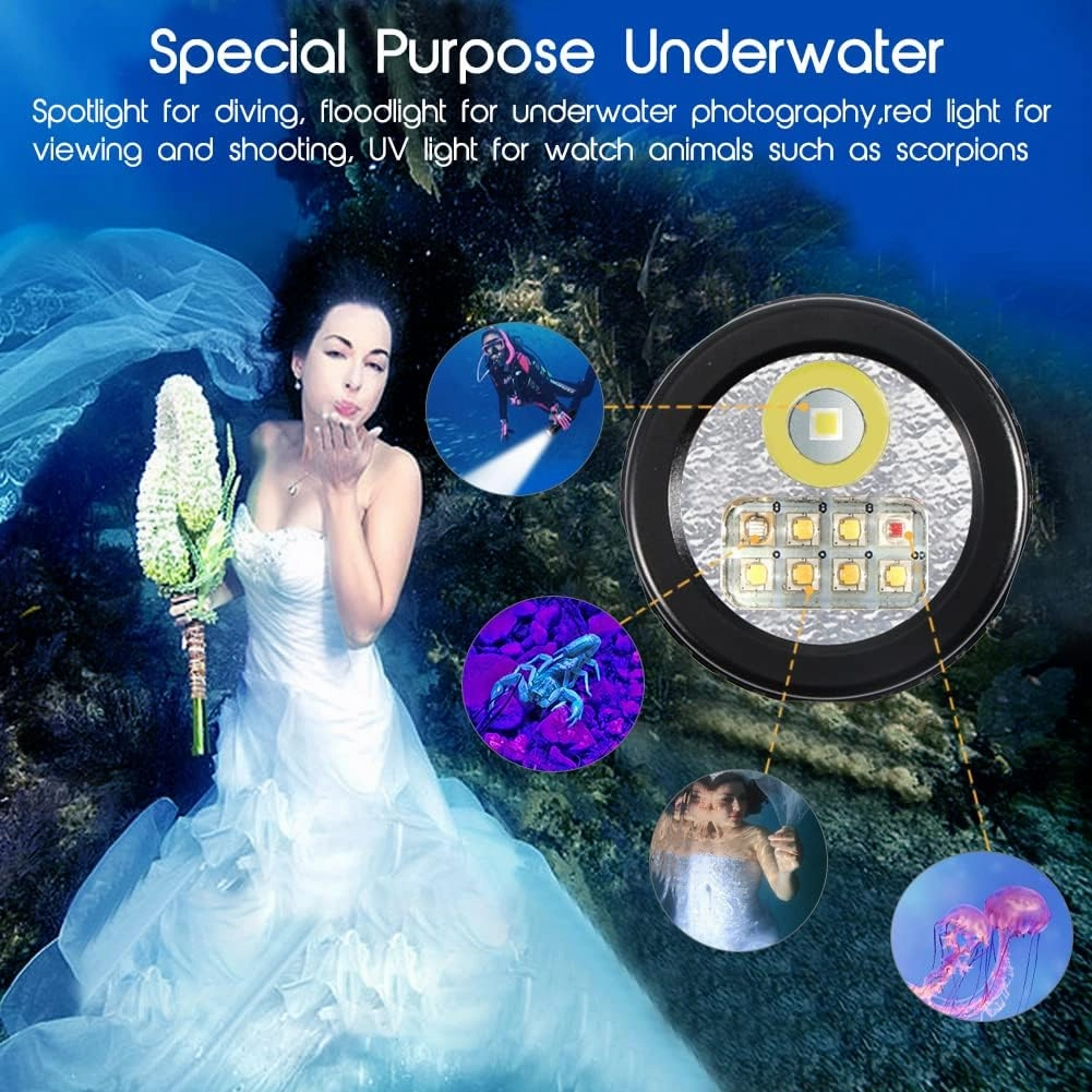 APLOS AP70 Scuba Diving Flashlight, 6000 Lumen Dive Light, Waterproof Underwater Dive Torch with Rechargeable 5000mAh Battery & Charger