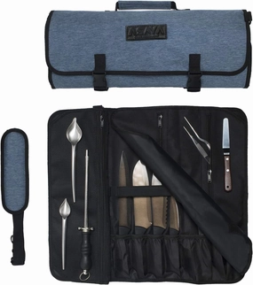 Asaya Chef Knife Roll Bag - 20 Total Pockets for Knives and Kitchen Utensils - Made with Stain Resistant Waxed Nylon - For Chefs and Culinary Students - Knives Not Included(Blue)