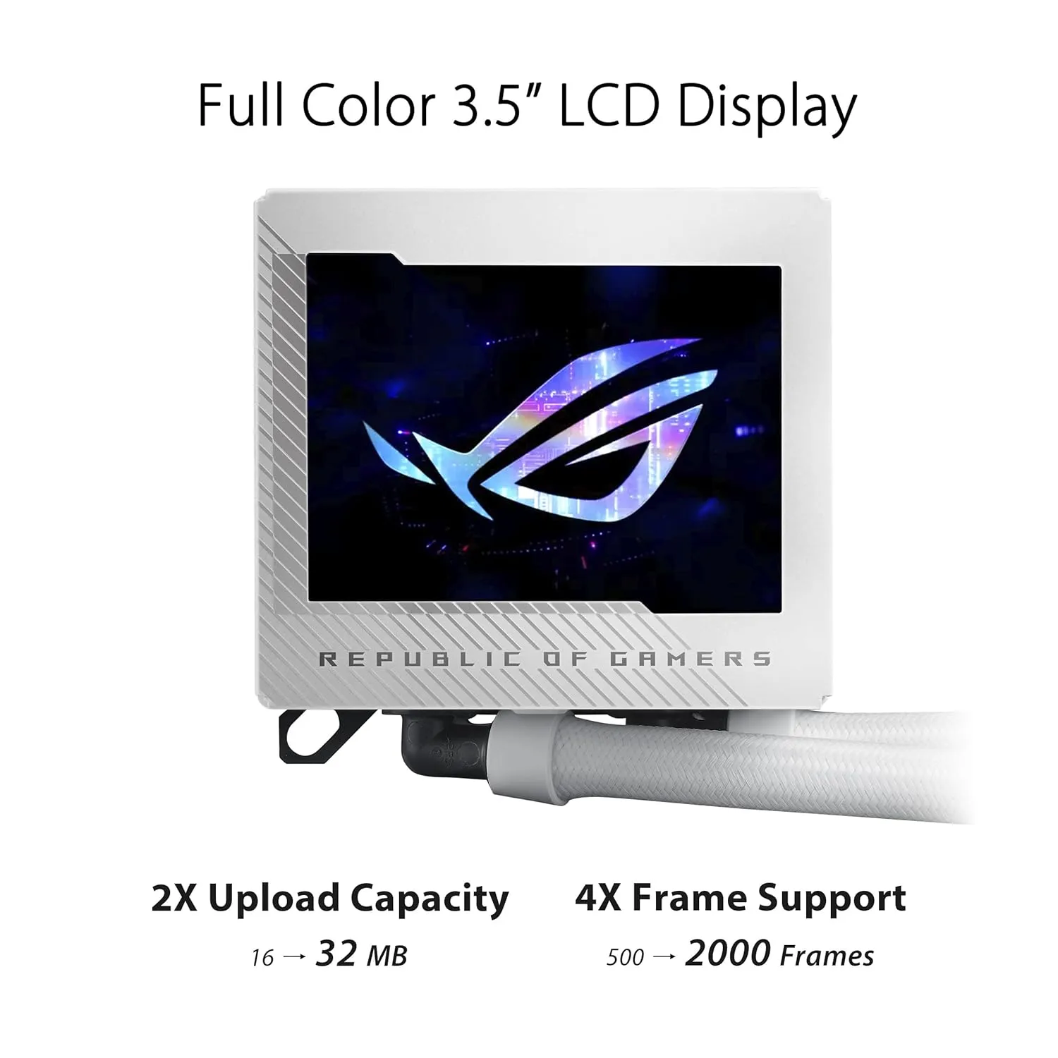 ASUS ROG Ryujin III 360 ARGB WHT All-in-one Liquid CPU Cooler with 360mm Radiator. Asetek 8th gen Pump, 3X Magnetic 120mm ARGB Fans (Daisy Chain Design), 3.5” LCD Display. , WHITE