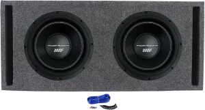 Audiosavings Bundle: (2) Power Acoustik BAMF-124 12" 3500 Watt Car Audio Subwoofer Bundle with Rockville RDV12M Dual 12" Vented Sub Enclosure   Dual Sub Box Enclosure Installation Kit (4 Items)
