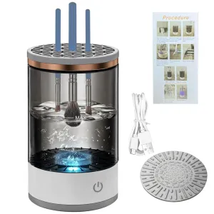 Automatic Makeup Brush Cleaner, Usb Rechargeable, Cleansing And Drying, Portable And Easy Operation, Black