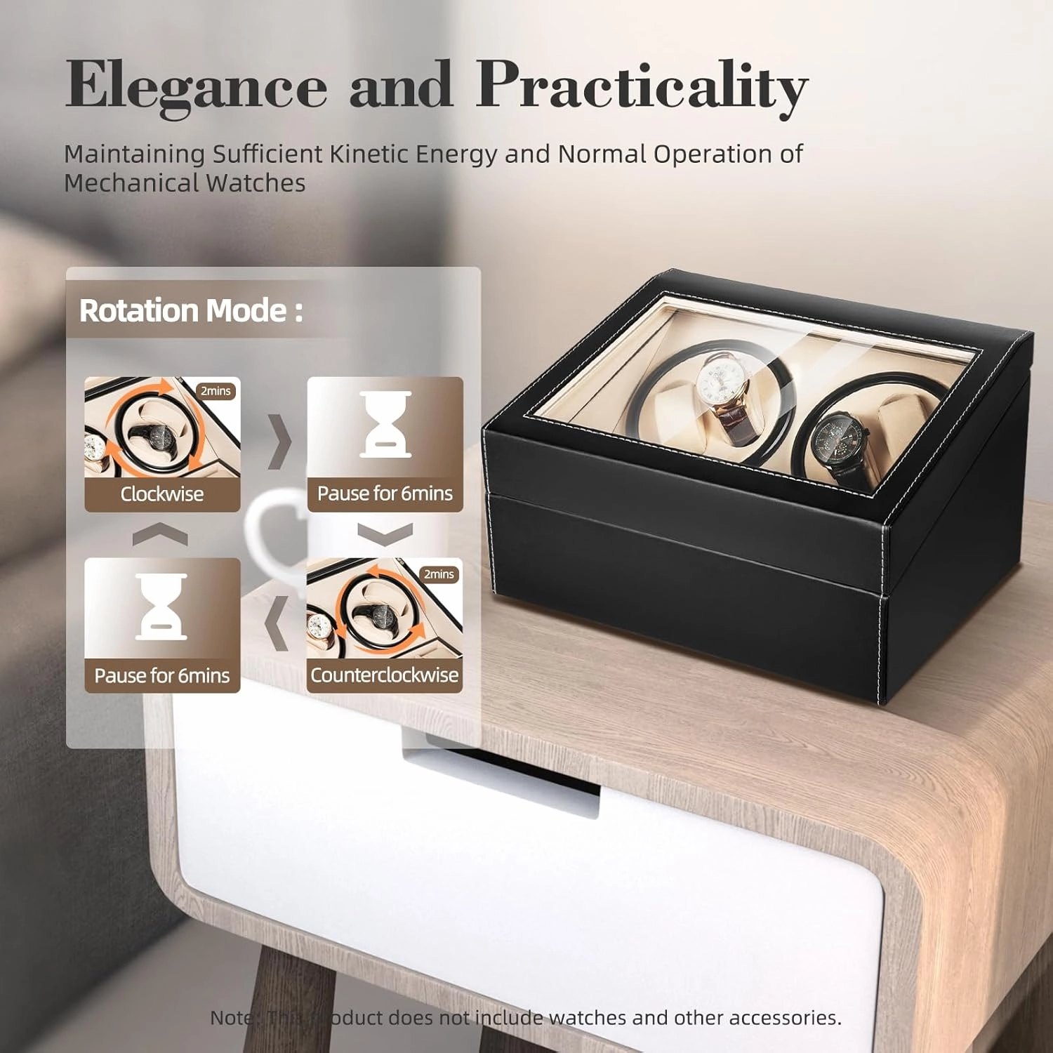 Automatic Watch Winder 4 6 Watch Winder Case Watch Box for Men and Women Watch Roll for Watch Shop, Boutique, Family Storage