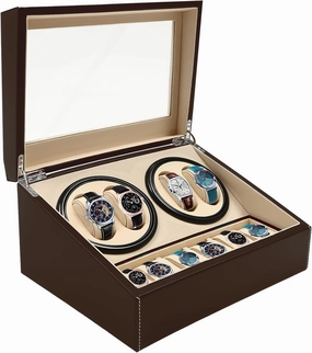 Automatic Watch Winder, 4 6 Watches Winders Storage Display Box Watch Winders Case for Store Display, and Home Decoration, Browm