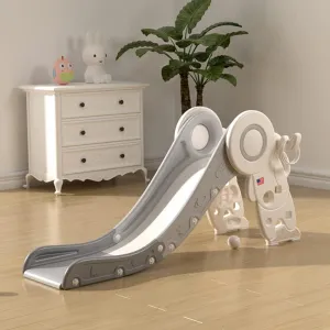 Baby Slide for Toddlers Age 1-3 Indoor Kids Slide Outdoor Climber Freestanding Toddler Slide with Basketball Hoop & Toss Ring Game