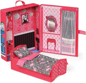Badger Basket Portable Home & Go Dollhouse Playset with Travel Storage Case and Accessories for 12-Inch Dolls