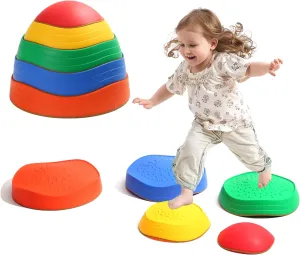 Balance Stepping Stones for Kids, 5pcs Sensory Stepping Stones, Indoor & Outdoor Obstacle Course Play Equipment, Enhances Toddler Gross Motor & Coordination Skills, Ages 3 4 5 6 7 8 