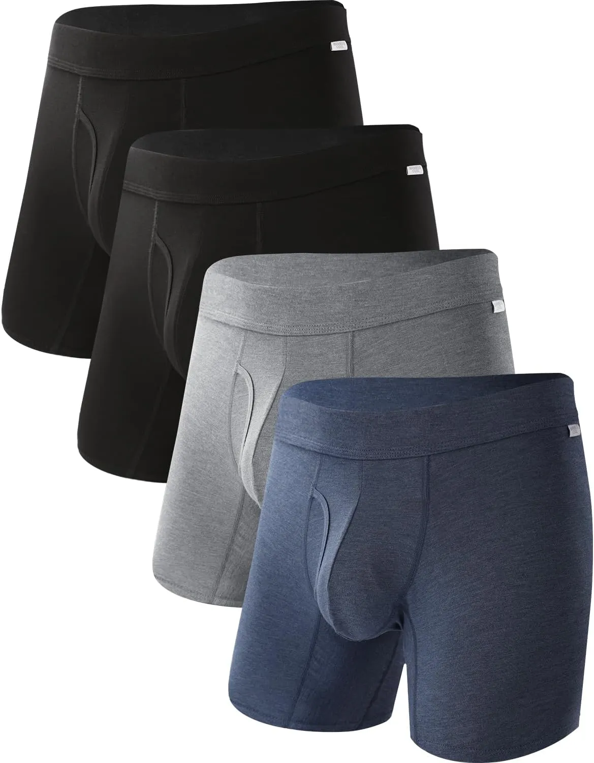BAMBOO COOL Men's Ultra Breathable Underwear,No Riding Up Boxer Briefs with ComfortFlexible Waistband,Multipack