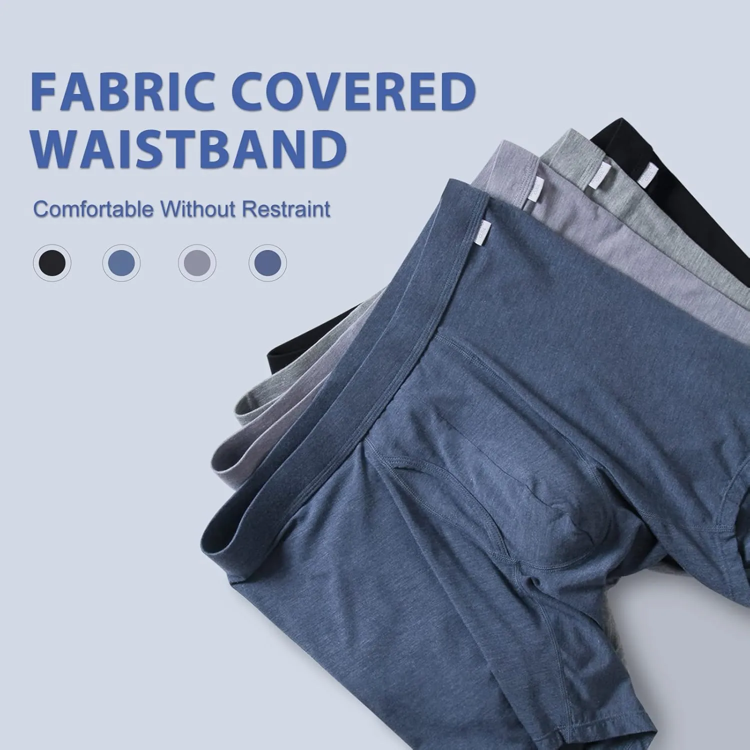 BAMBOO COOL Men's Ultra Breathable Underwear,No Riding Up Boxer Briefs with ComfortFlexible Waistband,Multipack