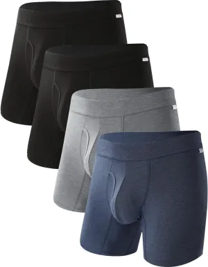 BAMBOO COOL Men's Ultra Breathable Underwear,No Riding Up Boxer Briefs with ComfortFlexible Waistband,Multipack