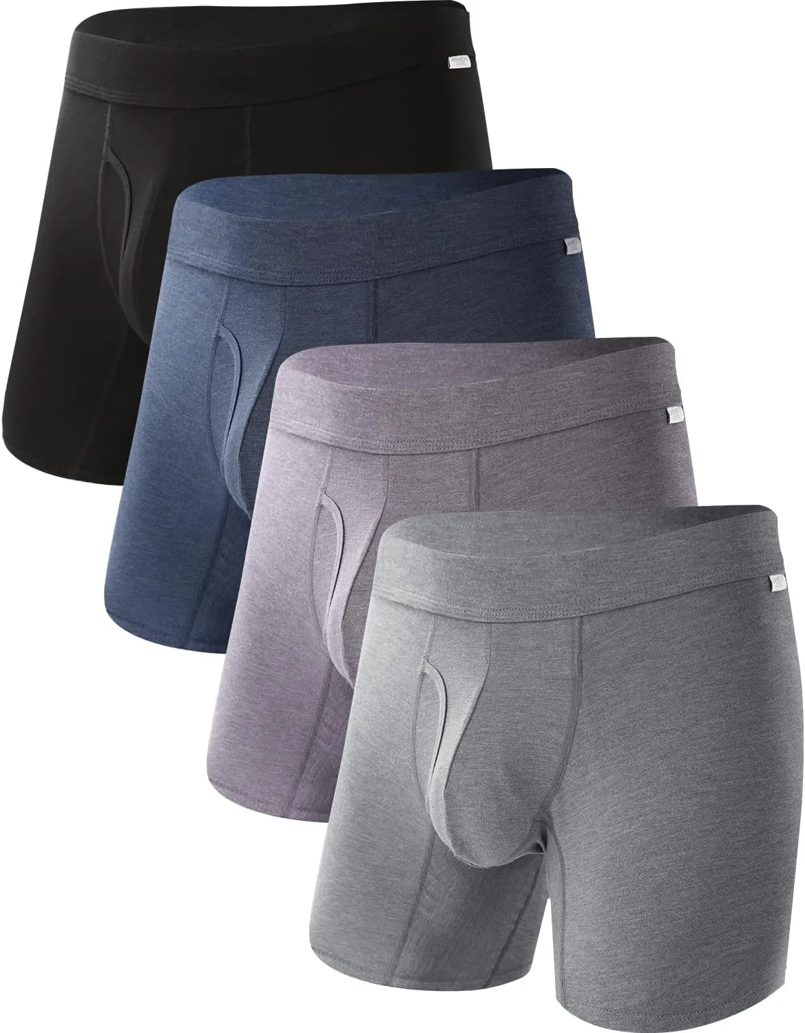 BAMBOO COOL Men's Ultra Breathable Underwear,No Riding Up Boxer Briefs with ComfortFlexible Waistband,Multipack