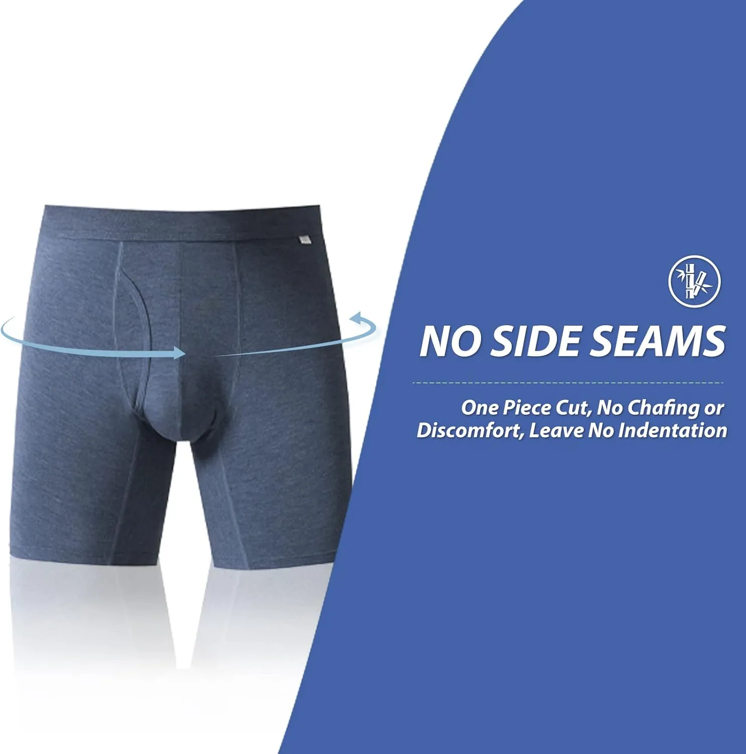 BAMBOO COOL Men's Ultra Breathable Underwear,No Riding Up Boxer Briefs with ComfortFlexible Waistband,Multipack